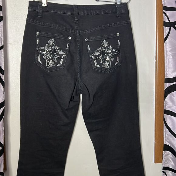 Christopher & Banks size 4 black sequin embellished denim jeans - Picture 11 of 14